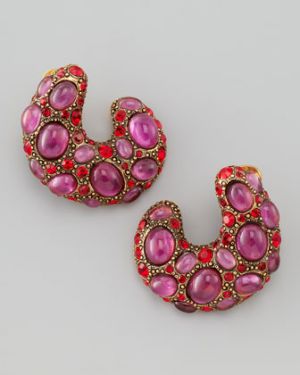Oscar de la Renta Curved Cabochon Earrings - Pink.jpg